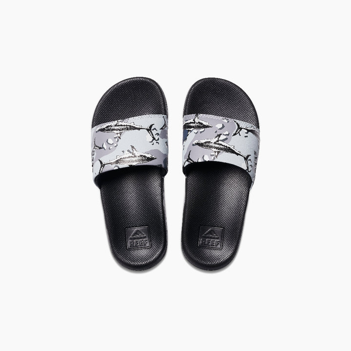 Kids One Slide Gray Camo Shark